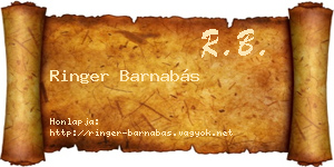 Ringer Barnabás névjegykártya